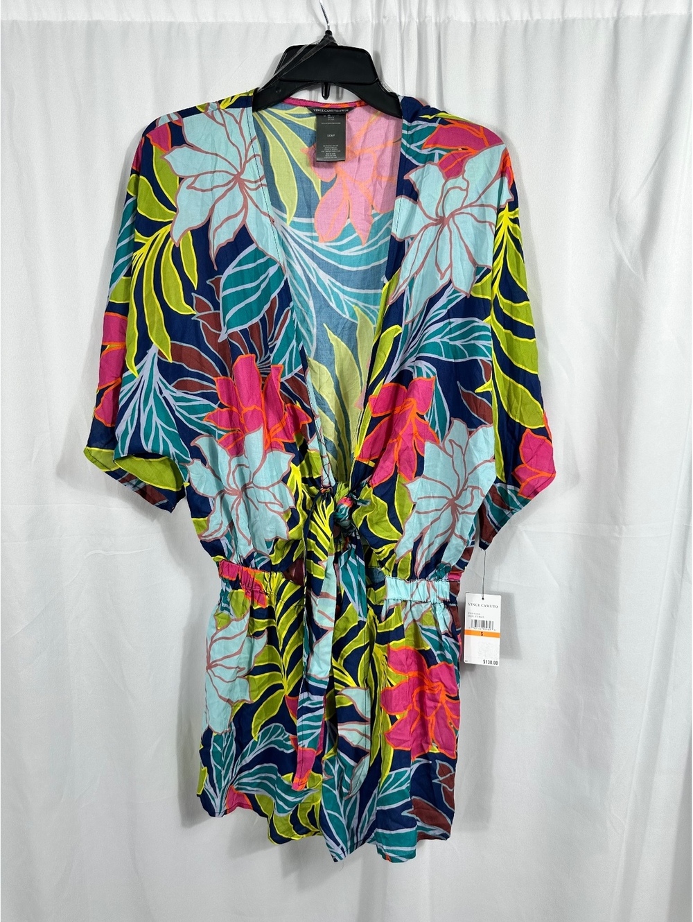 Vince Camuto Women's Floral Print Swim Cover Romper Size Small Multi-Color
